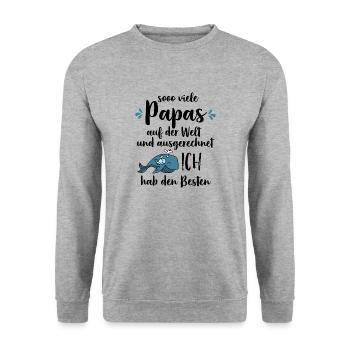 So viele Papas auf der Welt Vatertag Geschenk - Unisex Pullover - Weißgrau meliert - Vorne - Alina (178cm) & Michal (187cm)