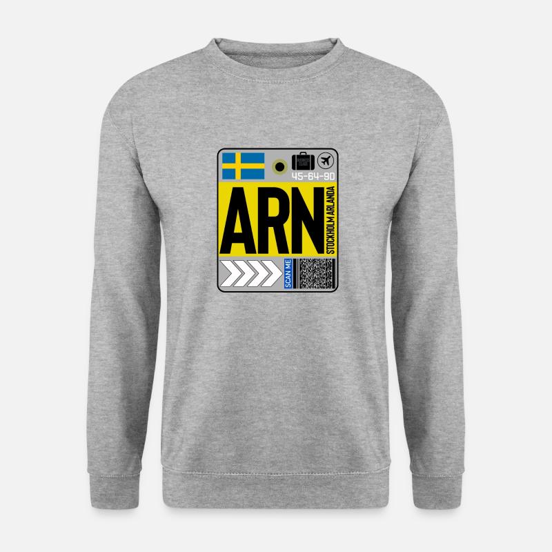 Stockholm Arlanda - Unisex Pullover - Weißgrau meliert