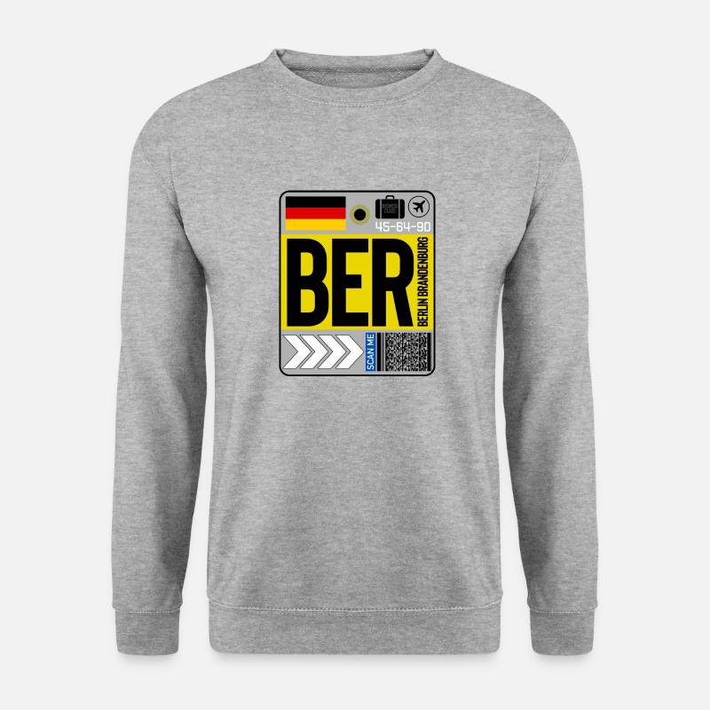 flughafen Berlin - Unisex Pullover - Weißgrau meliert