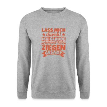 Ziegenliebhaber lustig Ziegen Geschenk Ziegenbesit - Unisex Pullover - Weißgrau meliert - Vorne - Alina (178cm) & Michal (187cm)