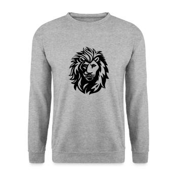 lion - Unisex Sweatshirt - salt & pepper - Front - Alina (178cm) & Michal (187cm)