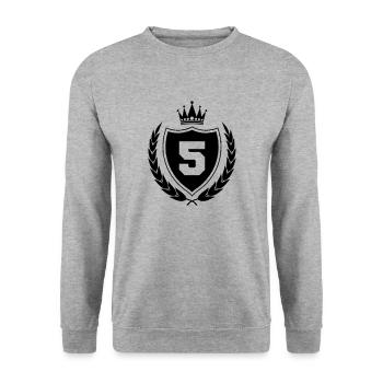 wappen 5 - Unisex Pullover - Weißgrau meliert - Vorne - Alina (178cm) & Michal (187cm)