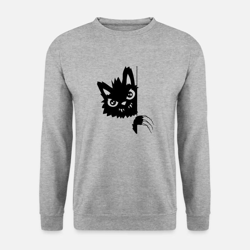 Böse Katze Kratzt - Unisex Pullover - Weißgrau meliert