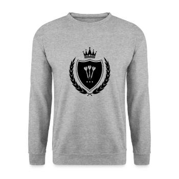 Wappen Dart - Unisex Pullover - Weißgrau meliert - Vorne - Alina (178cm) & Michal (187cm)