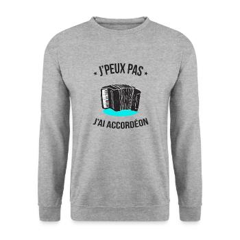 J'peux pas, j'ai Accordéon - Les milles excuses - Sweat-shirt Unisexe - gris chiné - Devant - Alina (178cm) & Michal (187cm)