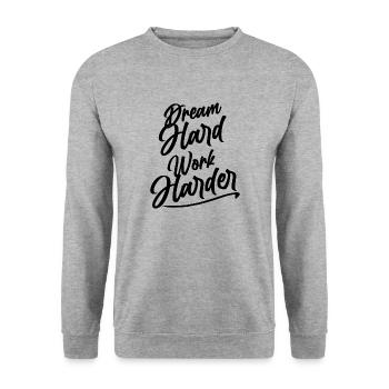 Dream Hard work harder motivation gym business - Unisex Pullover - Weißgrau meliert - Vorne - Alina (178cm) & Michal (187cm)