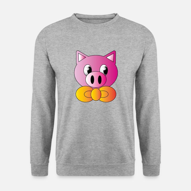Schwein mit Brötchenbinde - Unisex Pullover - Weißgrau meliert