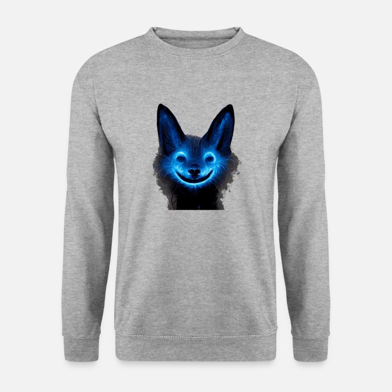 Blauer Hund im Ghost Look - Unisex Pullover - Weißgrau meliert
