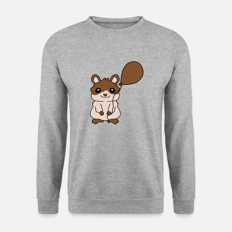 Luftballon Hamster Geschenkidee Comic - Unisex Pullover - Weißgrau meliert