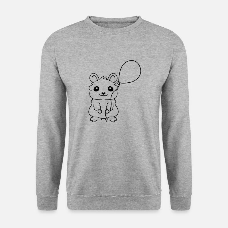 Hamster Luftballon Geschenkidee Comic - Unisex Pullover - Weißgrau meliert