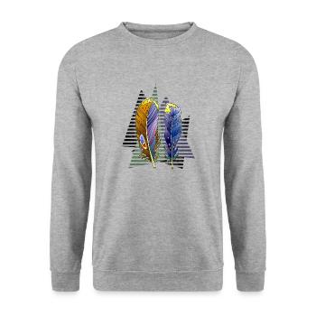 Feder - Unisex Pullover - Weißgrau meliert - Vorne - Alina (178cm) & Michal (187cm)
