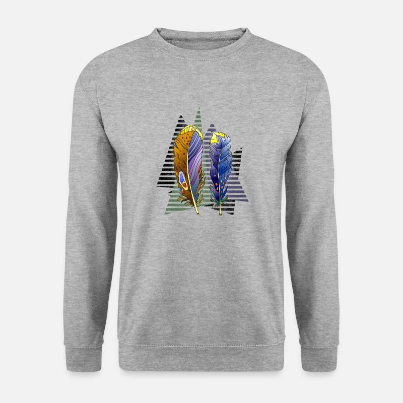 Feder - Unisex Pullover - Weißgrau meliert