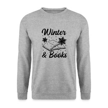 Winter and Reading Books Cozy Nature Tea - Unisex Sweatshirt - salt & pepper - Front - Alina (178cm) & Michal (187cm)