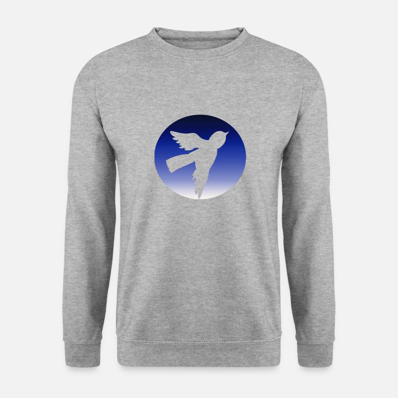 vogel blau - Unisex Pullover - Weißgrau meliert