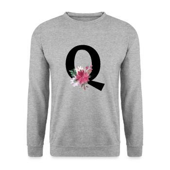 Floral letter q - Unisex Sweatshirt - salt & pepper - Front - Alina (178cm) & Michal (187cm)