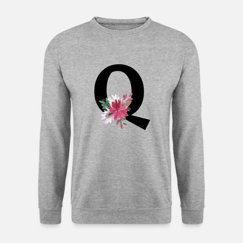 Blumenbuchstabe q - Unisex Pullover - Weißgrau meliert