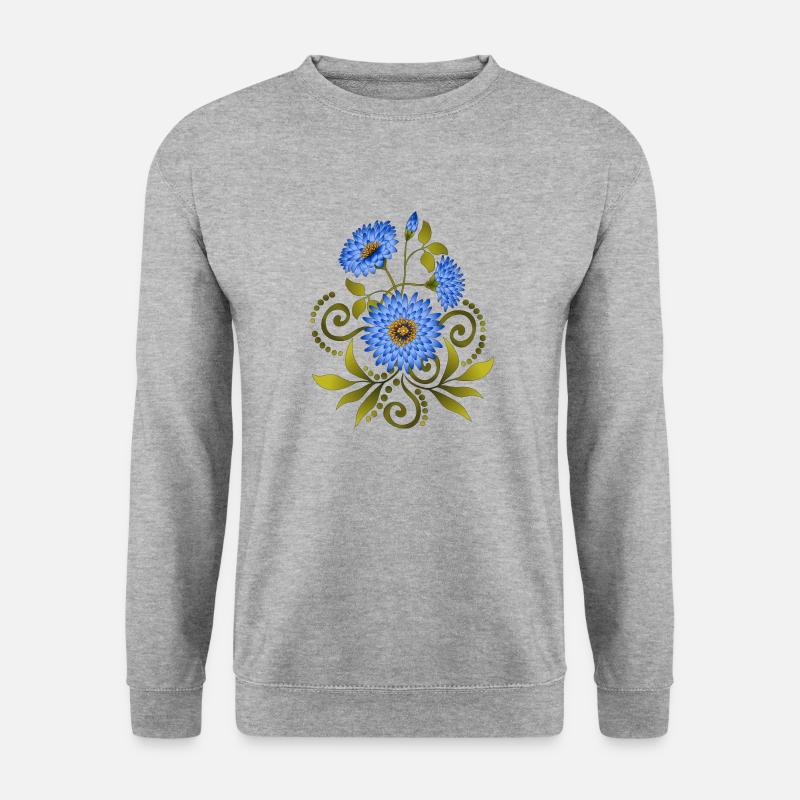 Blumen - Unisex Pullover - Weißgrau meliert