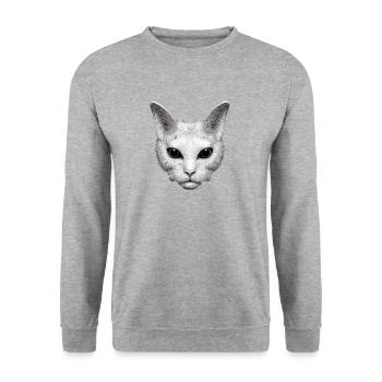 Conception minimaliste du visage de chat: illustration charmante - Sweat-shirt Unisexe - gris chiné - Devant - Alina (178cm) & Michal (187cm)