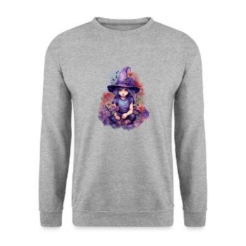 Cute Baby Girl Witch Watercolor - Sweat-shirt Unisexe - gris chiné - Devant - Alina (178cm) & Michal (187cm)