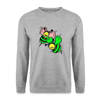 Bienen - Unisex Pullover - Weißgrau meliert - Vorne - Alina (178cm) & Michal (187cm)