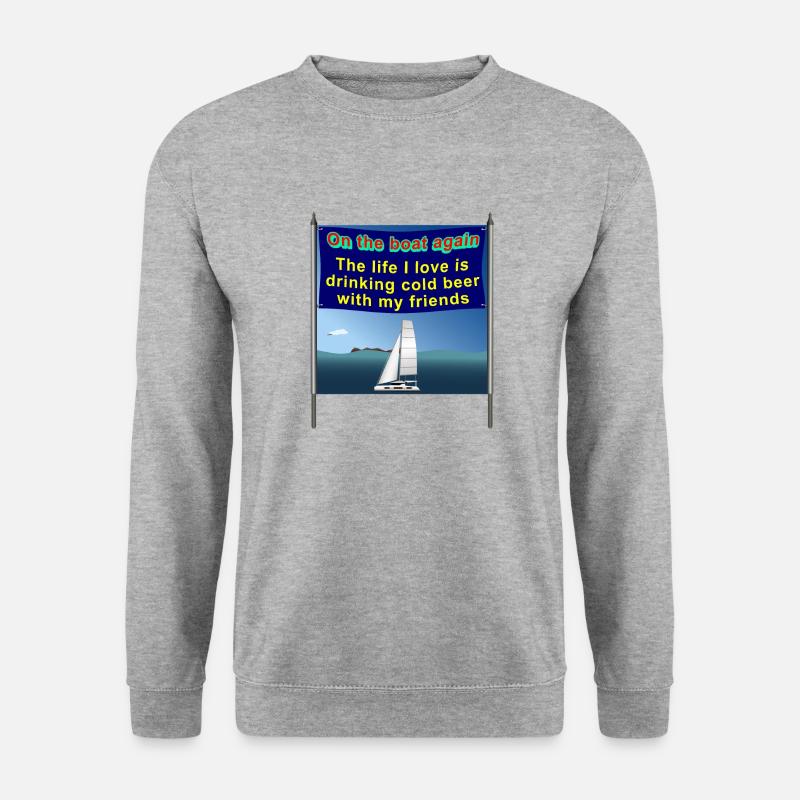On the Boat again - Alle freuen sich - Unisex Pullover - Weißgrau meliert