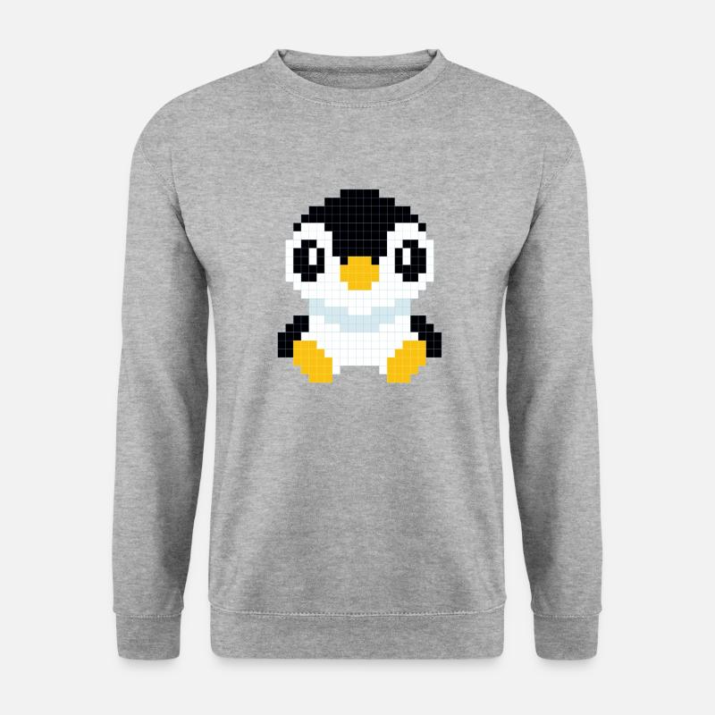 Ein pixeliger Pinguin - Unisex Pullover - Weißgrau meliert