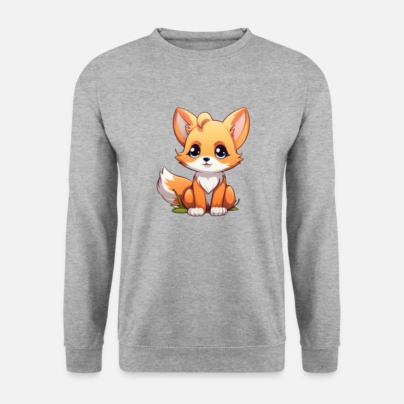 Fuchs Kawaii - Unisex Pullover - Weißgrau meliert