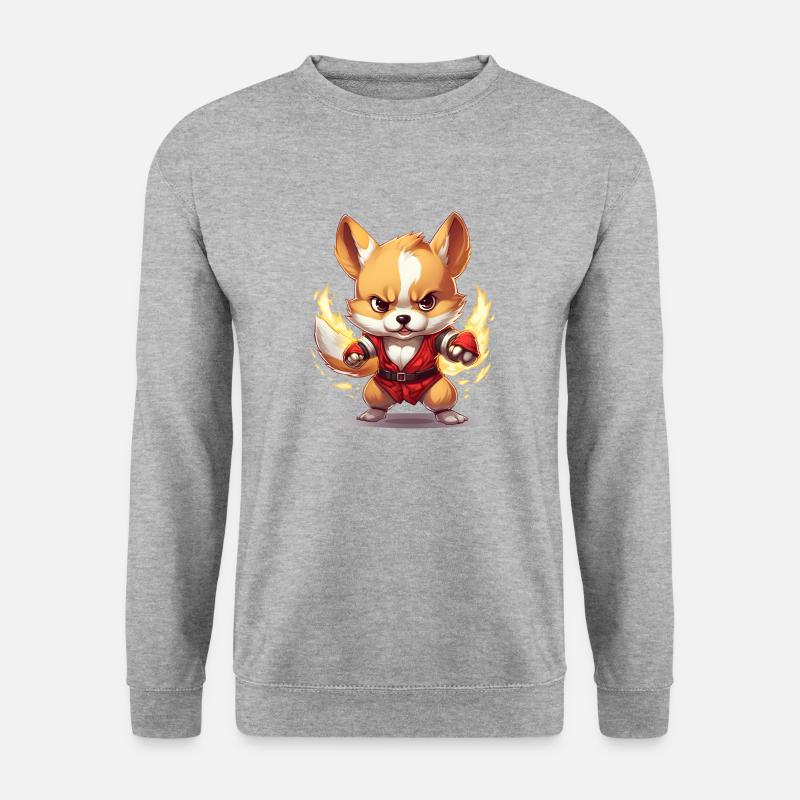 Wehrhafter Corgi - Unisex Pullover - Weißgrau meliert