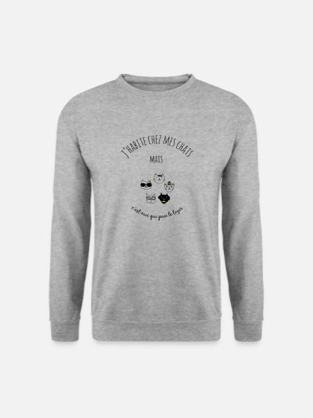 J'habite chez mes chats mais je paie le loyer - Sweat-shirt Unisexe - gris chiné