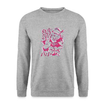 Weihnachten Weihnachtsmann Weihnachtsmann ungezogene Feiertage Winter - Unisex Pullover - Weißgrau meliert - Vorne - Alina (178cm) & Michal (187cm)