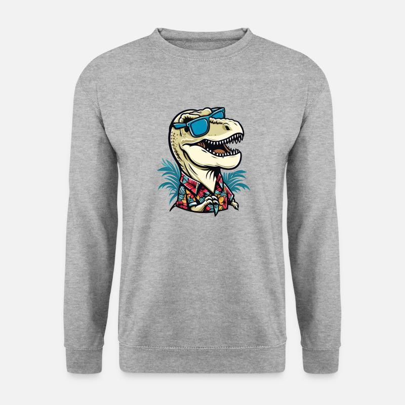 T-Rex im Urlaub - Unisex Pullover - Weißgrau meliert