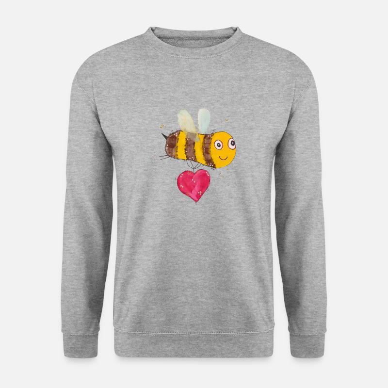Biene mit Herz - Unisex Pullover - Weißgrau meliert