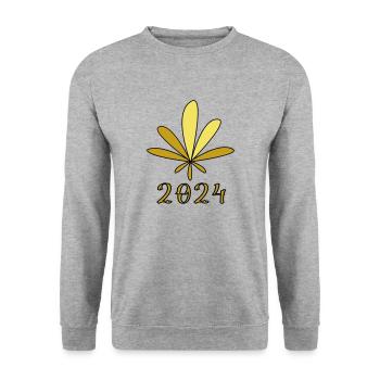 Hemp Leaf - Unisex Sweatshirt - salt & pepper - Front - Alina (178cm) & Michal (187cm)