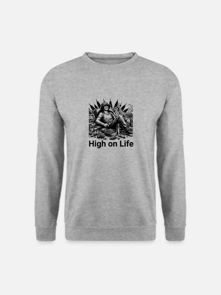 High on Life - Unisex Pullover - Weißgrau meliert
