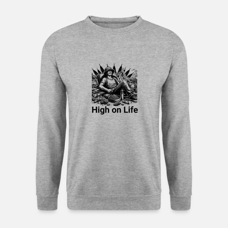 High on Life - Unisex Pullover - Weißgrau meliert
