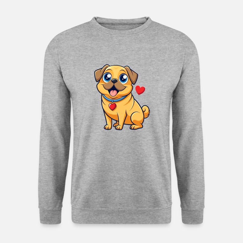 Liebevolle Puggle Digitale Kunst - Unisex Pullover - Weißgrau meliert
