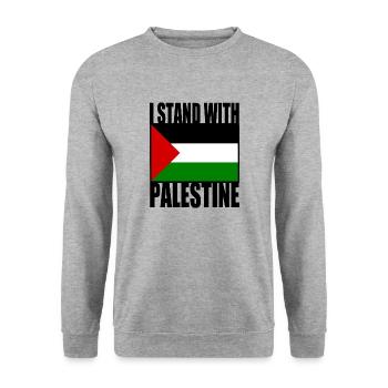 I stand with palestine - Unisex Sweatshirt - salt & pepper - Front - Alina (178cm) & Michal (187cm)