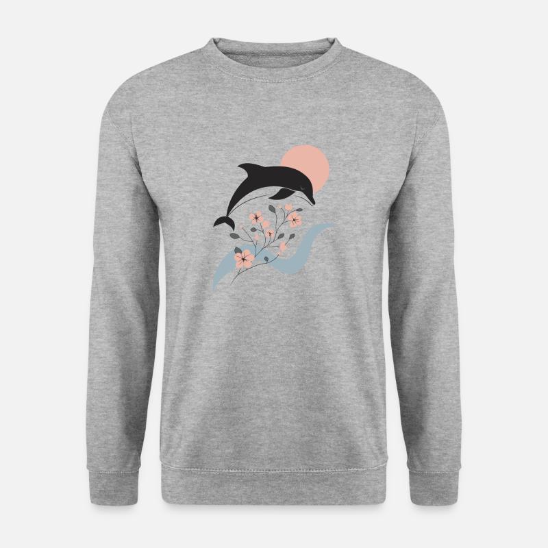 Eleganter Delfin - Unisex Pullover - Weißgrau meliert