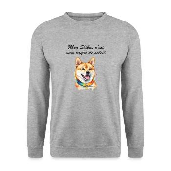 Shiba rayon de soleil - Sweat-shirt Unisexe - gris chiné - Devant - Alina (178cm) & Michal (187cm)