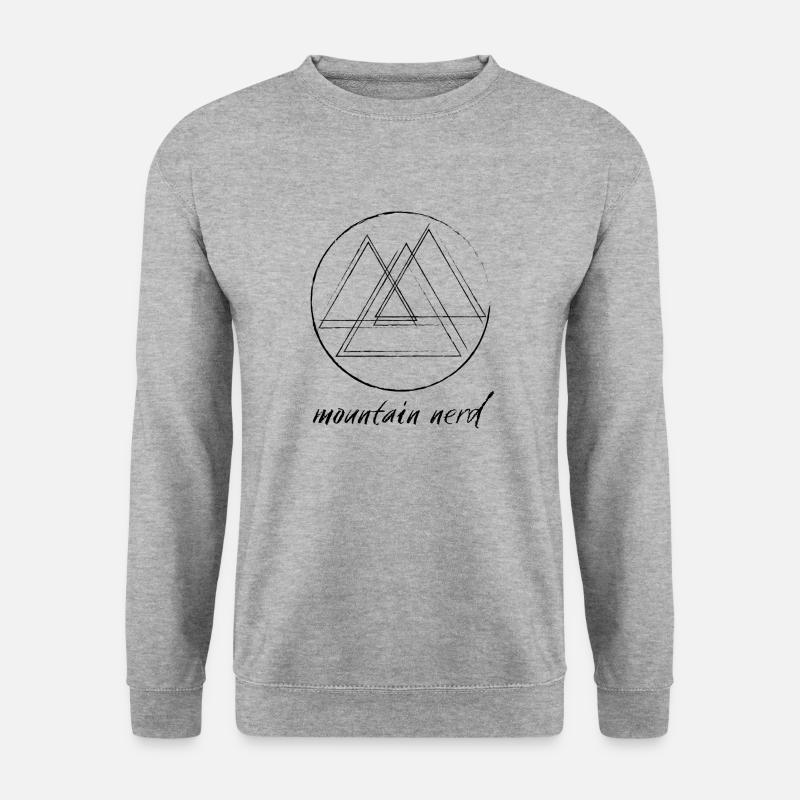 Berge Nerd / Mountain Nerd - Unisex Pullover - Weißgrau meliert