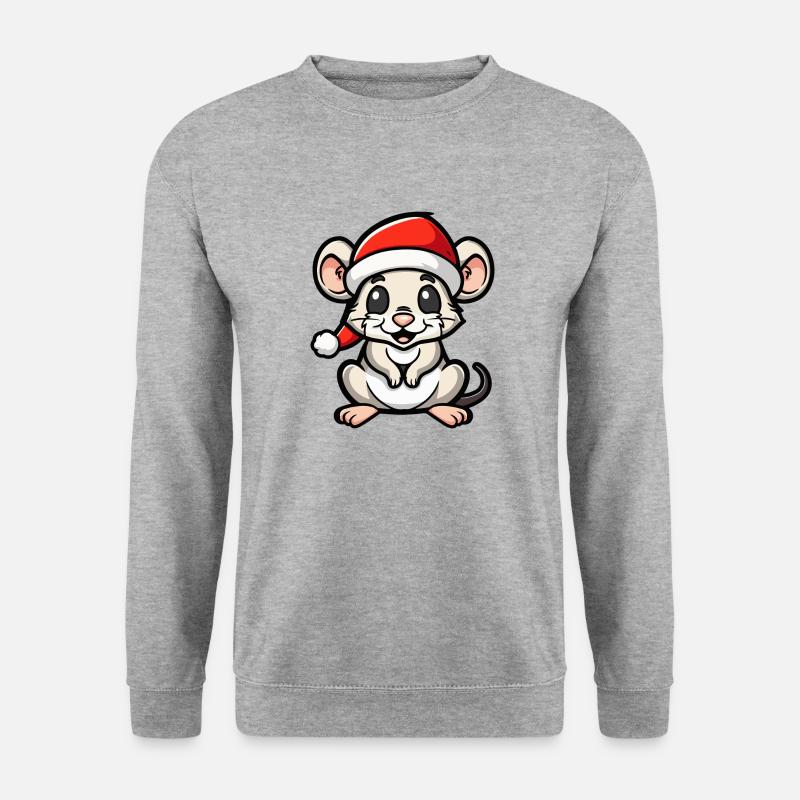 Maus Weihnachten - Unisex Pullover - Weißgrau meliert