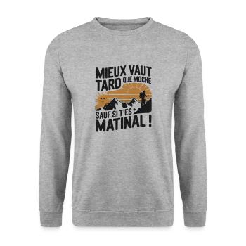 phrase drole - Sweat-shirt Unisexe - gris chiné - Devant - Alina (178cm) & Michal (187cm)