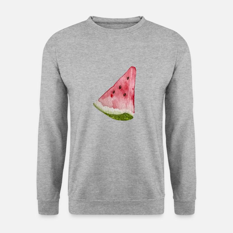 Wassermelonen-Scheibe - Unisex Pullover - Weißgrau meliert