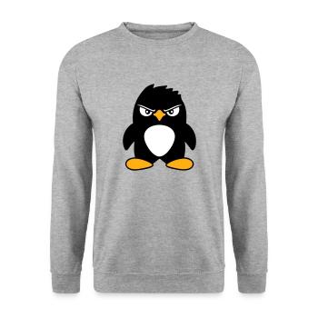 Pinguin guckt ernst böse gefährlicher cooler Blick - Unisex Sweatshirt - salt & pepper - Front - Alina (178cm) & Michal (187cm)