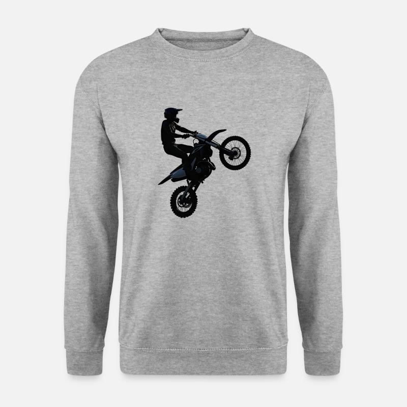 Motocross-Silhouette in Aktion - Unisex Pullover - Weißgrau meliert