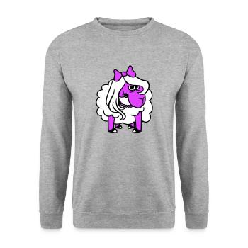 Sheep Offended Girl Woman Evil Eye Pretty - Unisex Sweatshirt - salt & pepper - Front - Alina (178cm) & Michal (187cm)