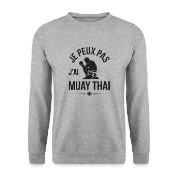Je peux pas j'ai Muay Thai - Sweat-shirt Unisexe - gris chiné - Devant - Alina (178cm) & Michal (187cm)