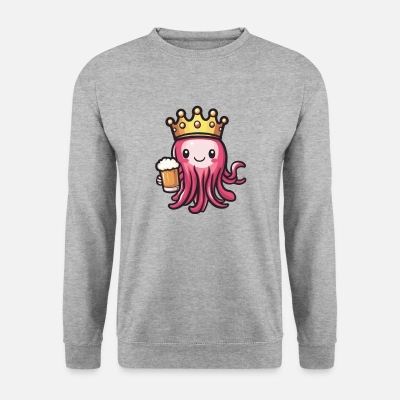 Qualle Bier Lustig - Unisex Pullover - Weißgrau meliert