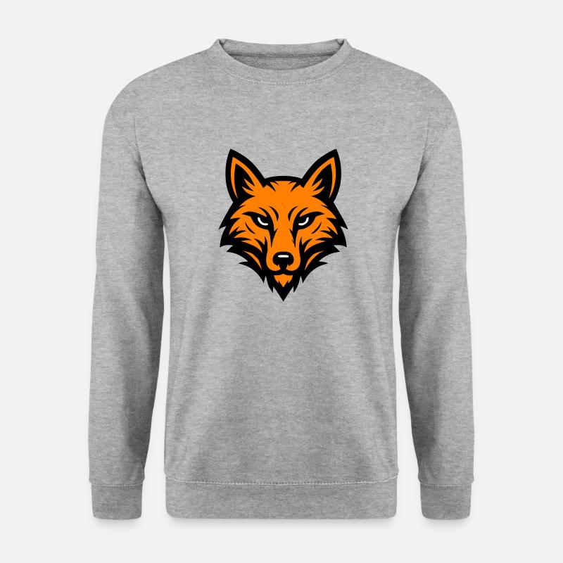 Fuchs Kopf - Unisex Pullover - Weißgrau meliert