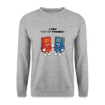 Bible T-Shirt - Unisex Sweatshirt - salt & pepper - Front - Alina (178cm) & Michal (187cm)